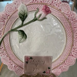 Fitz and Floyd Pink Rose Decorative Plate